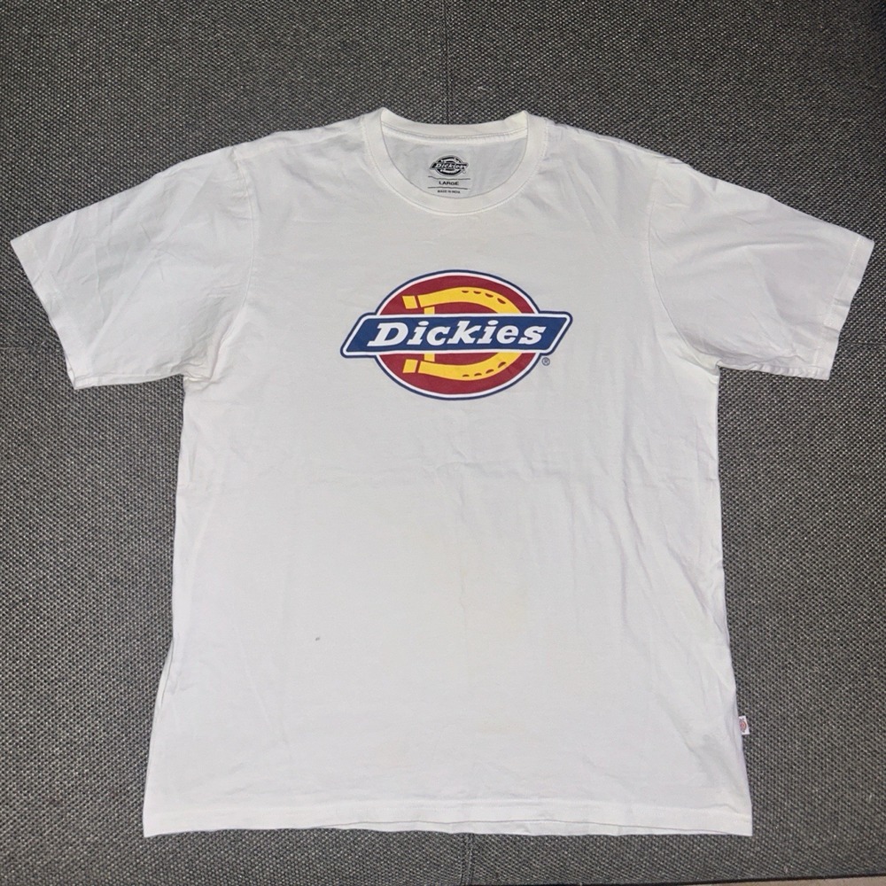 Vintage Y2K Dickies Big Logo White Short Sleeve T Shirt Men's Size Large L Skate